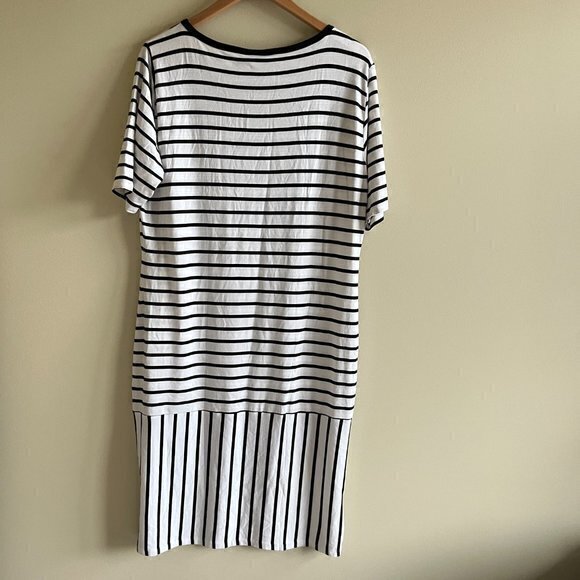 Lularoe Julia White Black Striped Short Sleeve Dress Womens Plus Size 3XL Mixed - Picture 5 of 5